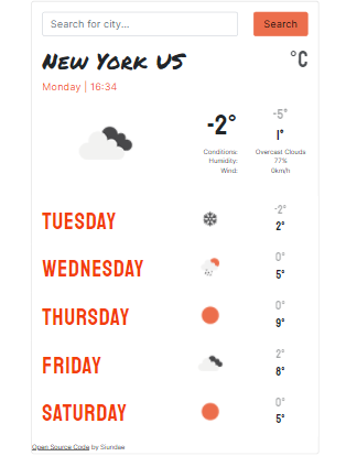 Screenshot of Weather App Project